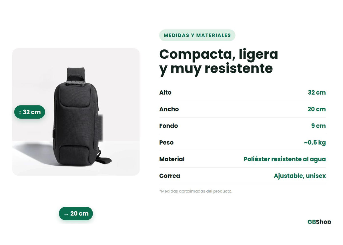 Bolsa Antirrobo con Carga USB